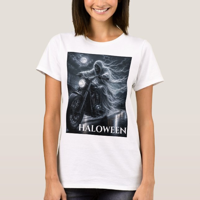 Damernas Ghost Rider Motorcykel T-Shirt  (Framsida)