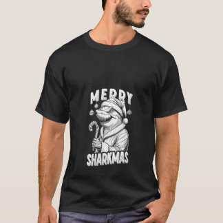 Damernas glada hajmas roliga haj tomte julgran t shirt