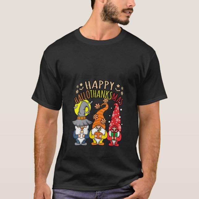 Damernas glada Hallothanksmas Halloween Tomtar Tac T Shirt (Framsida)