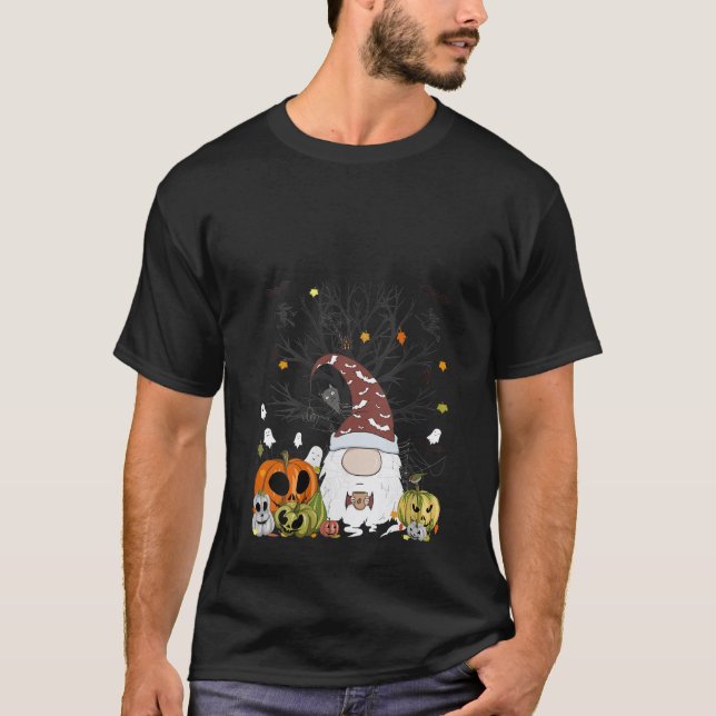 Damernas Gnome Pumpkin Monsters Fladdermus Spök Tr T Shirt (Framsida)