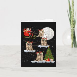 Damernas Golden Retriever Hund Jultomte Släde Flyg Kort
