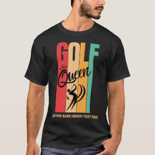 Damernas GOLF Drottning Vintagefärger Anpassat Nam T Shirt