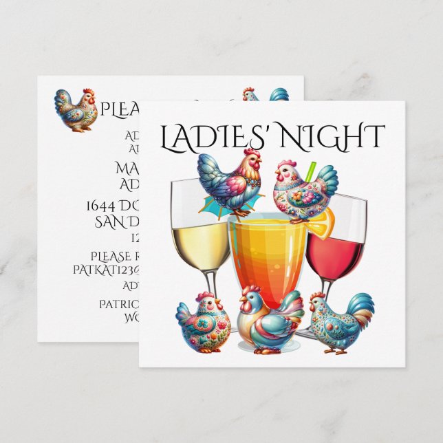 DAMERNAS KVÄLL, etc. Inbjudan (Fram/baksida)