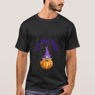 Damernas lila rutiga pumpa-gnom Halloween höst T Shirt