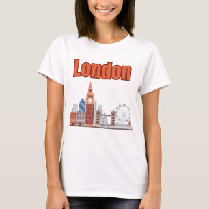 Damernas London Skyline Stora Tecken T-Shirts