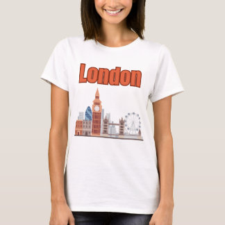 Damernas London Skyline Stora Tecken T-Shirts