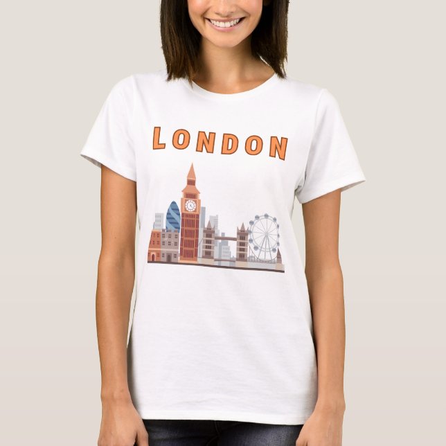 Damernas London Skyline T-Shirt (Framsida)