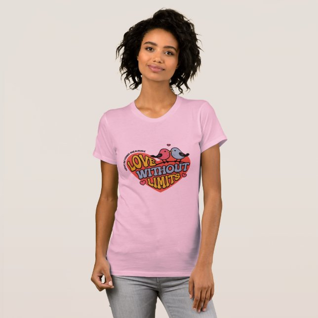 Damernas "Love Without Limits" Rosa Grafisk T-shir T Shirt (Hel framsida)