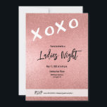 Damernas natt XOXO rosa roséguld glitter Anpassad Inbjudningar<br><div class="desc">Gör dig redo att bli värdinnan med den största stilen denna säsong med vår anpassade inbjudan till damernas kväll XOXO Rosa Roséguld Glitter! Denna inbjudan är designad för att göra ett djärvt och glamouröst intryck,  vilket säkerställer att din tjejkväll blir en oförglömlig händelse.</div>