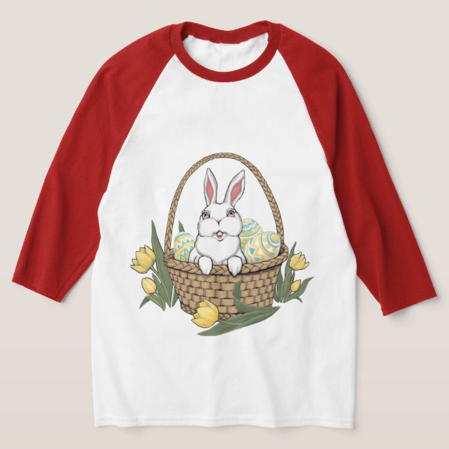 Damernas påskskjorta Påskhare korg Jersey Tee (Laydown)
