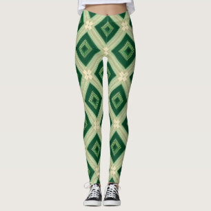 Damernas smaragdgröna diamantgeometriska leggings