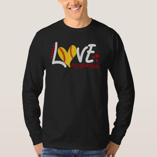 Damernas Softboll Älskar min sonson för män barn T Shirt (Framsida)