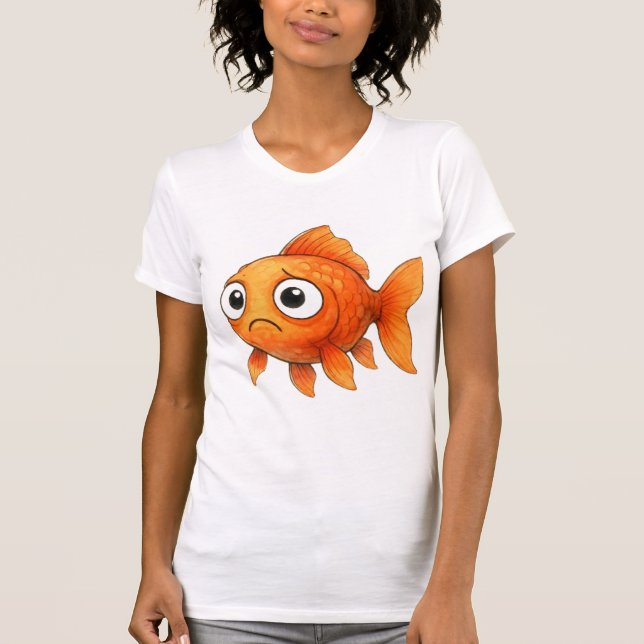 Damernas söt orange guldfisk grafisk t-shirt - Pla (Framsida)