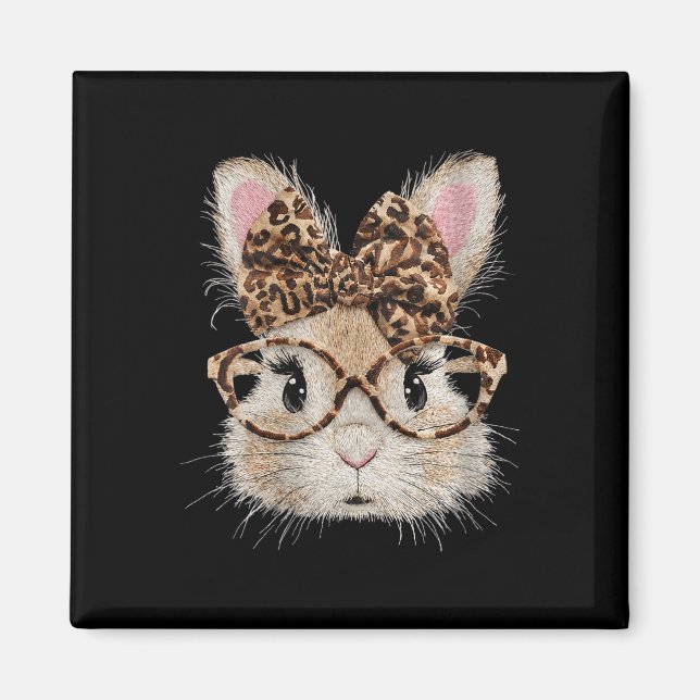 Damernas söta kanin ansikte leopard coquette roset magnet (Framsidan)