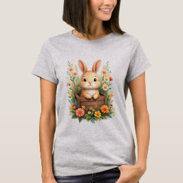 Damernas söta kaninblomma trädgård vattenfärg T-sh T Shirt