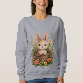 Damernas söta kaninblomma trädgård vattenfärgssvär t shirt