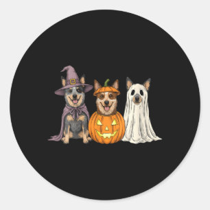 Damernas spökliga spök Blue Heeler Pumpkin Hallowe Runt Klistermärke