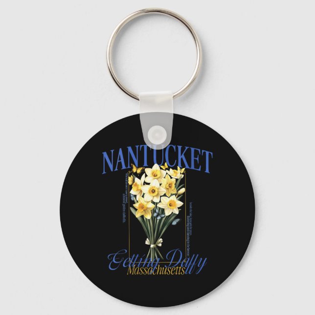 Damernas tokiga Nantucket Narciss Blomma Nyckelring (Framsida)