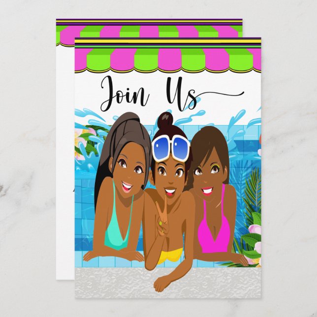 Damernas utflykt - Festinbjudan Inbjudningar (Fram/baksida)