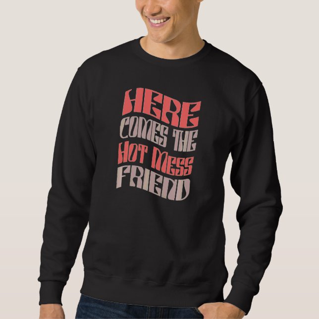 Damernas Vän Hot Mess Retro Matchande Sänglinnefes Lång Ärmad Tröja (Framsida)