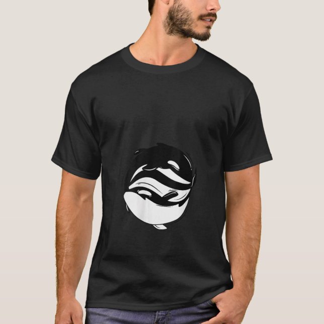 Damernas Yin Yang Orca Val V-hals T Shirt (Framsida)