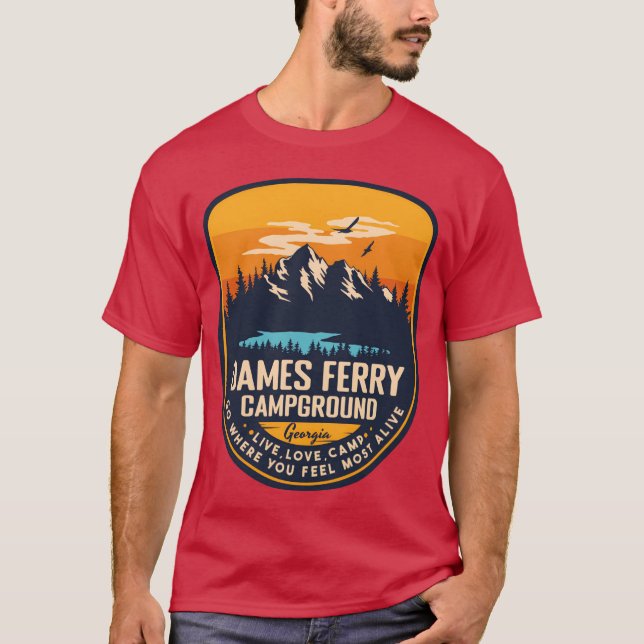 Dames Ferry Campground Georgia GA Camping Hiking f T Shirt (Framsida)