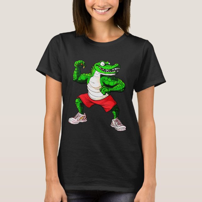 Damfitness Krokodil V-ringad  T Shirt (Framsida)