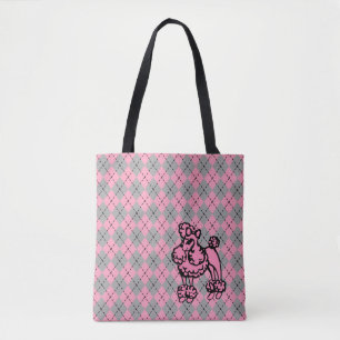 Damfransk pudel handväska tote bag present tygkasse