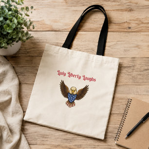 Damfrun Liberty Skrattar Patriotisk Rolig Amerikan Tygkasse