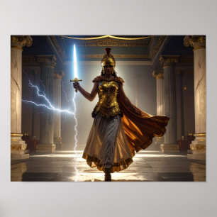Damfrunnen Gudinnan Athena Krigare USA Demokrati Poster