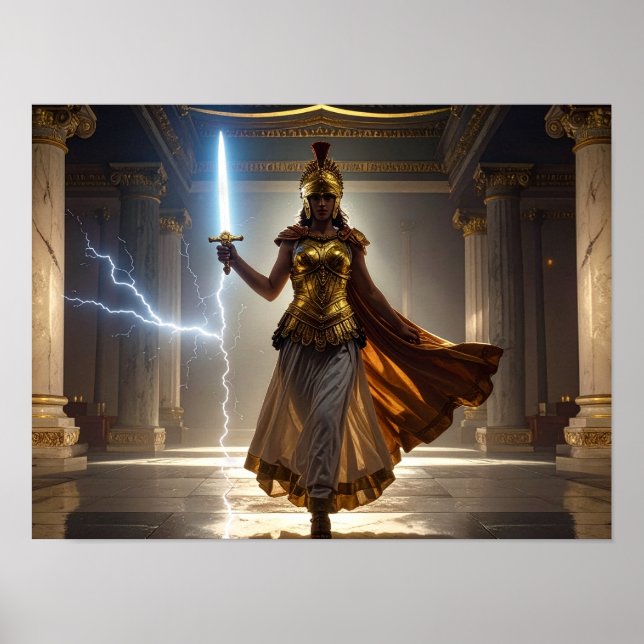 Damfrunnen Gudinnan Athena Krigare USA Demokrati Poster (Framsidan)