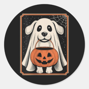 Damfungrig spökhund Halloween-tröja Halloween Runt Klistermärke