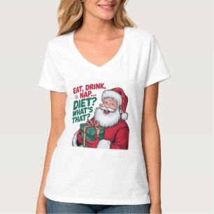 Damfunny jul Santa-ät-drick-sov t-shirt