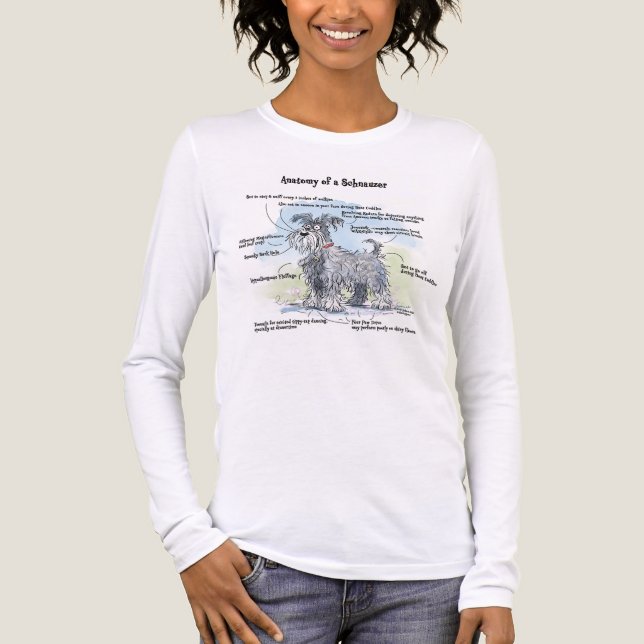 Damfunny T-shirt med Schnauzer Anatomi (Framsida)