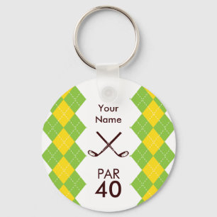 DamGolfparty Preppy Argyle Nyckelring