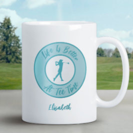 Damgolftaren Tee Tid Namn Sport Humor Roligt Teal Jumbo Mugg