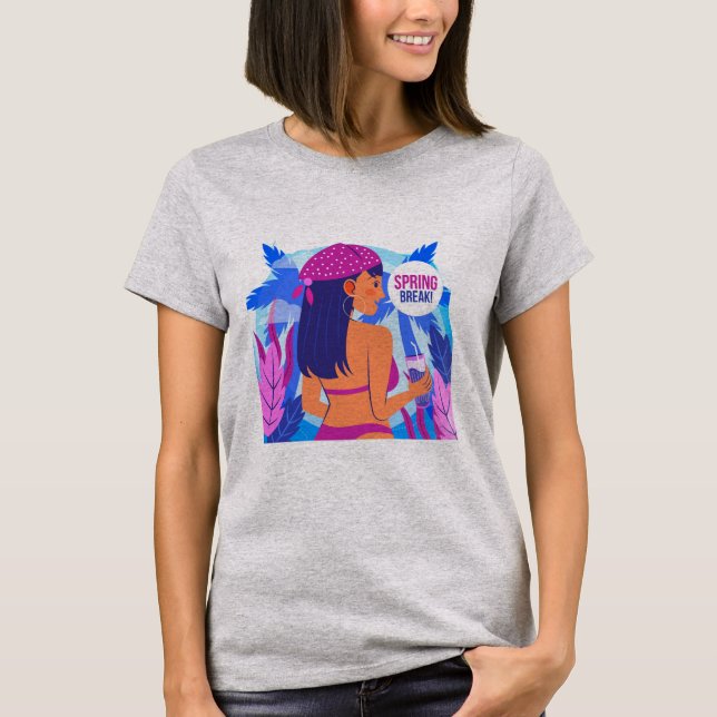 Damgrafisk T-shirt för vårledighet (Framsida)