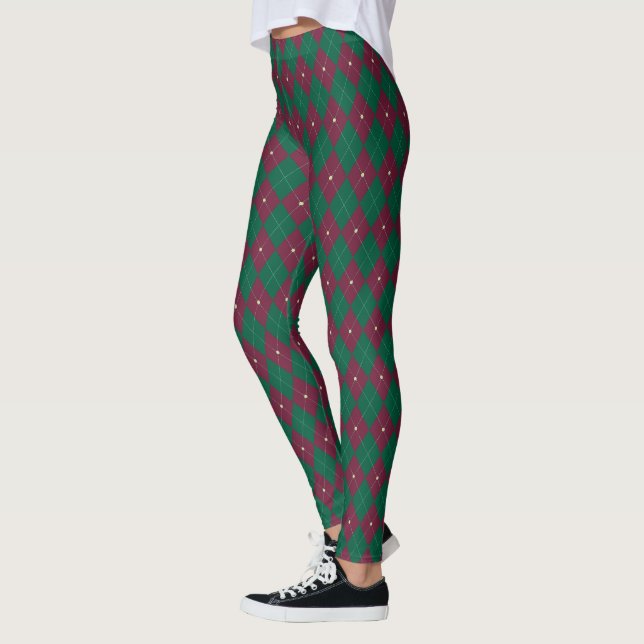 Damgröna Argyleskalsongbyxor Leggings (Vänster)