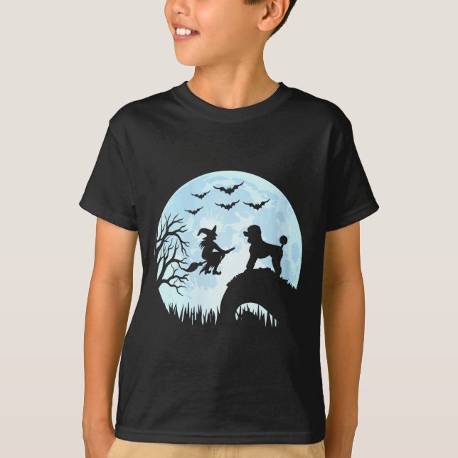 Damhalloween häxa pudel  t shirt (Framsida)