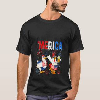 Damhumor Kyckling 4 Juli Öl Drickande Ame T Shirt