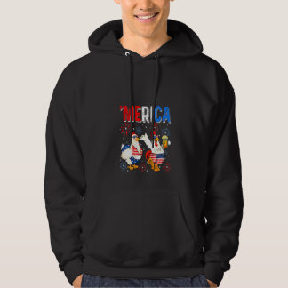 Damhumor rolig kyckling 4 juli öl drinkande Ame Hoodie