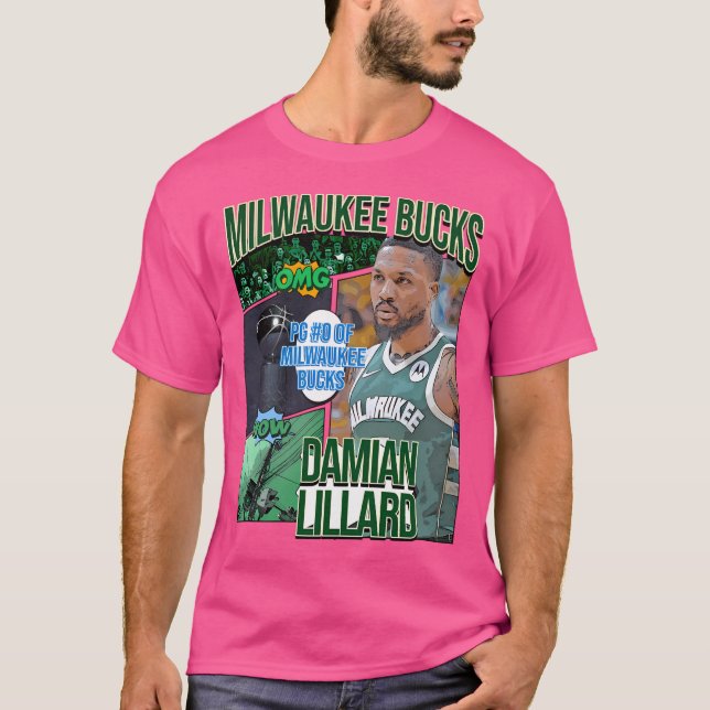 Damian Lillard Basketball Art Bucks 1 T Shirt (Framsida)