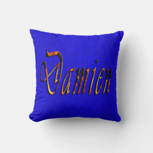 Damien Namn Logotyp om Hett Blue Mosaic Kudde