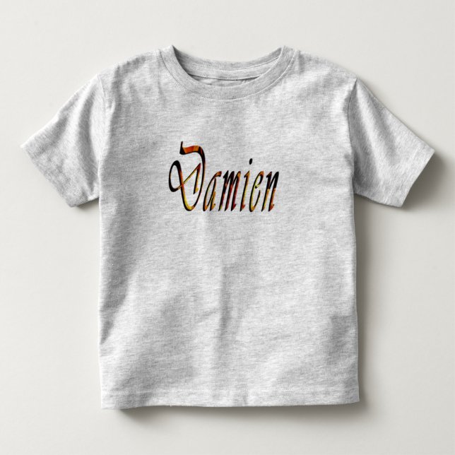 Damien Namn Logotyp, Småbarn Grått T-shirt (Framsida)