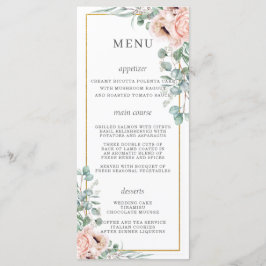 Damig rosa rosor poppy blomsterbröllopsmeny program
