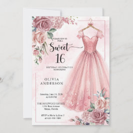 Damigrosa Sweet 16 Blommig Klänning Inbjudningar