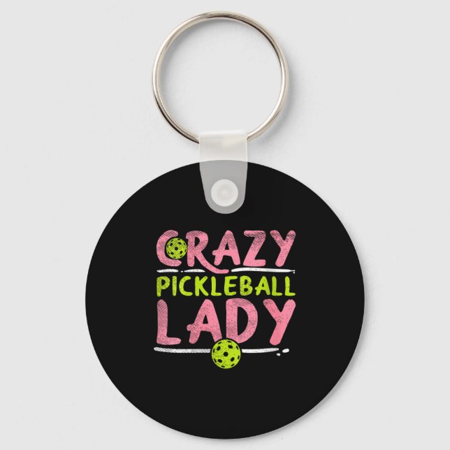 Damkåta pickleball dam rolig pickle ball nyckelring (Framsida)