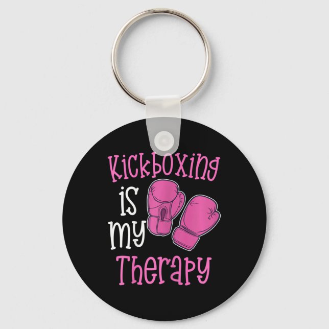 Damkickboxning är min terapi Dam Funny Gym F Nyckelring (Framsida)