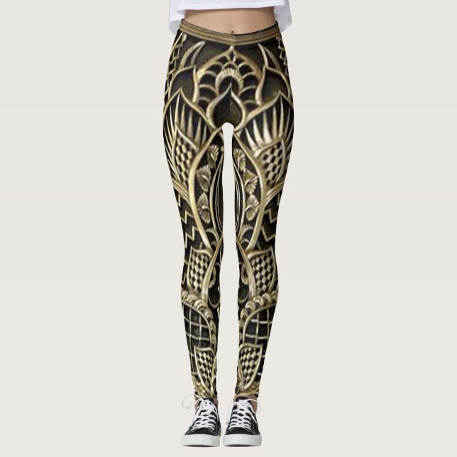Damkläder Art Deco Design Leggings (Framsida)