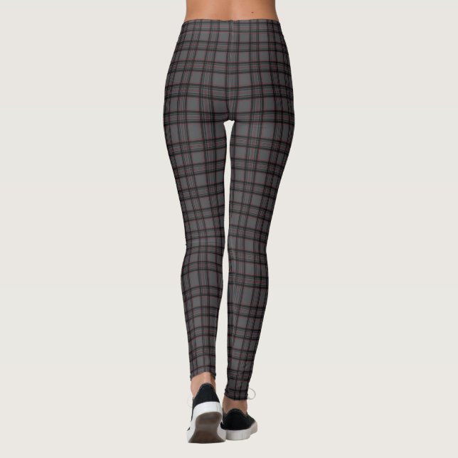Damklassiska grå rutiga leggings byxor (Baksida)